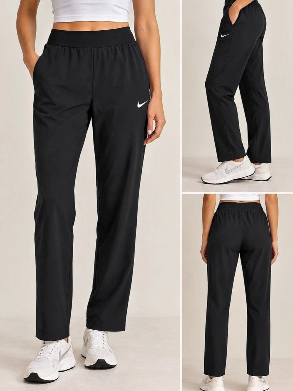Nike One Women's Dri-FIT Woven Wide-Leg Pants Women's Black Athletic Pants Size